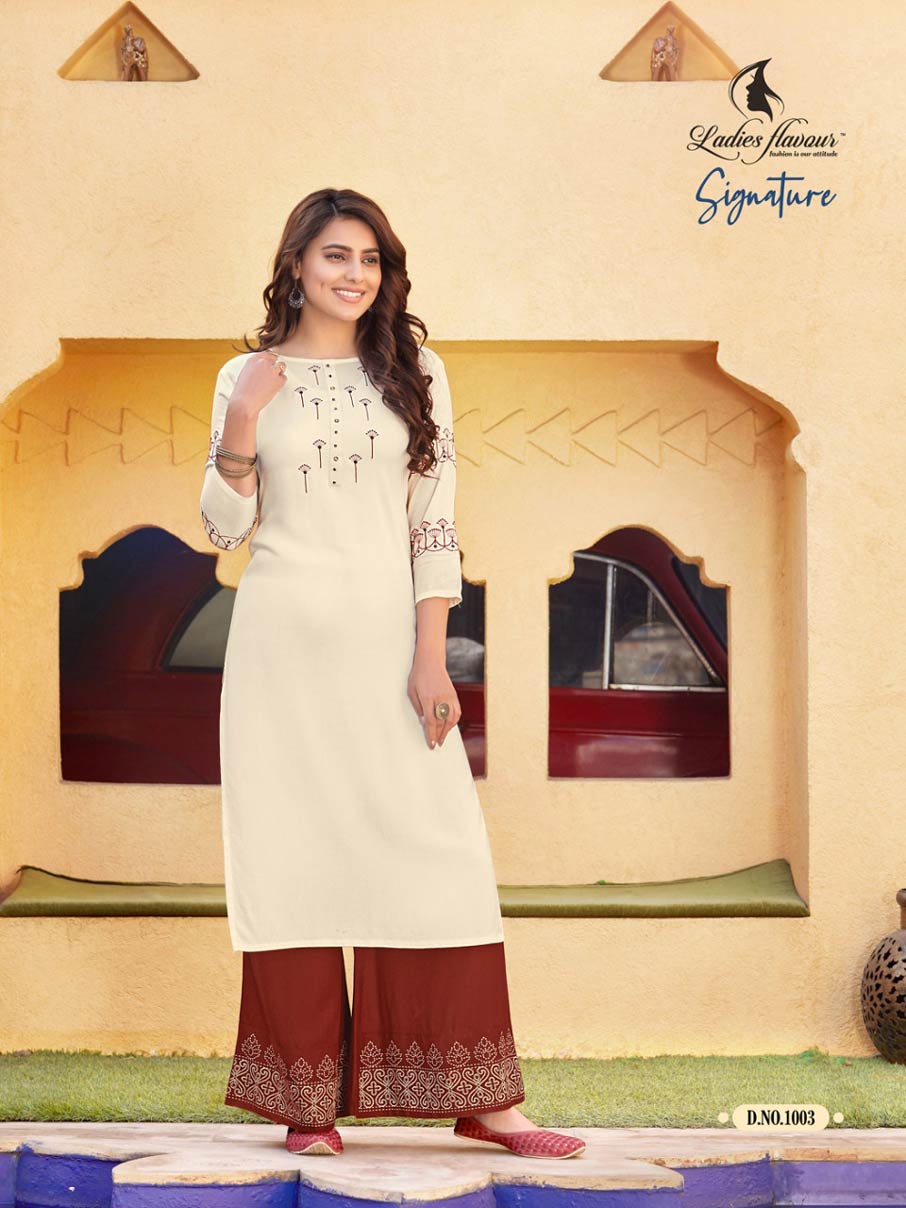 Signature Vol-2 Rayon Embroidery Kurti Set Signature Vol-2 Rayon Embroidery Kurti Set